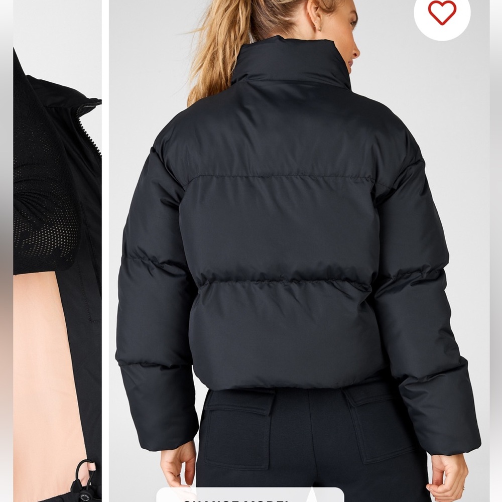 Fabletics Cropped Black Puffer Jacket - image 2